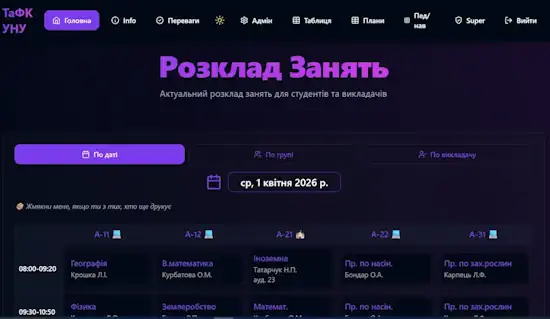 Розклад занять